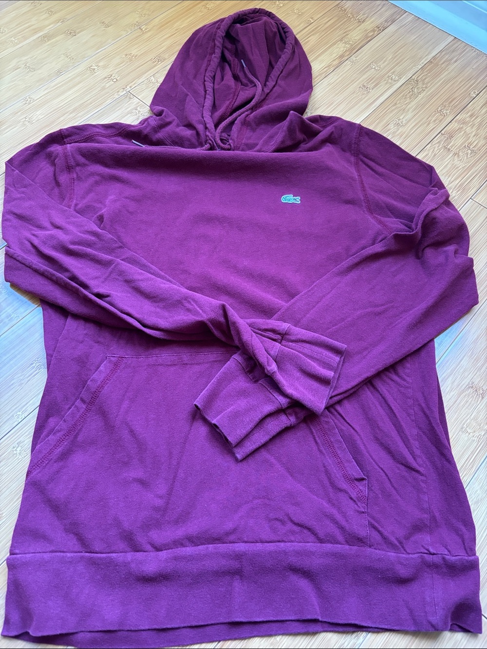 Lacoste Men's Maroon Hooded Pullover Sweatshirt